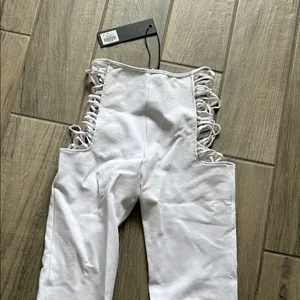 I.AM.GIA Vera Flare Pants with Lace-Up Sides in white thumbnail 6