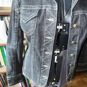 AMI distressed S cropped classic minimalist denim jacket thumbnail 2