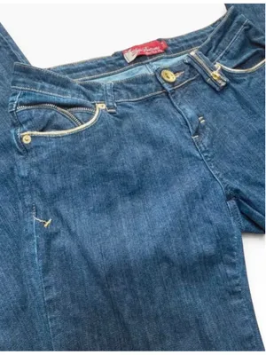 VINTAGE Y2K Apple Bottoms Dark Wash Flare Jeans Gold Hardware Size 7/8 Retro thumbnail 5