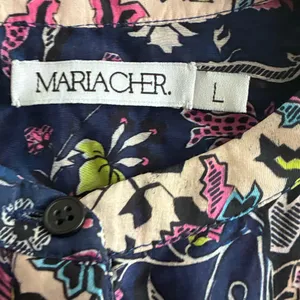 Maria cher Floral Button Down Long Sleeve Blouse Multicolor L (#04098) thumbnail 13