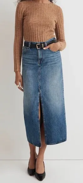 MADEWELL Denim Mid-Rise Maxi Skirt in Pratt Wash thumbnail 1