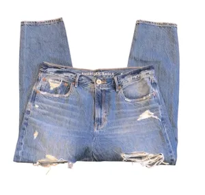 American eagle 90’s slim boyfriend size 10 short jeans extra distressed thumbnail 1