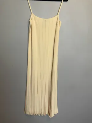 ZARA Ribbed Dress Knit Midi Cream fit and flare L thumbnail 5