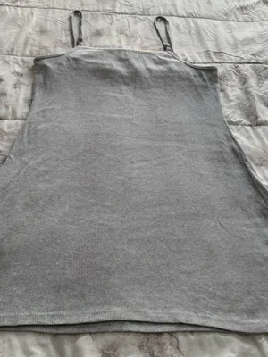 Aerie Lace-Trim Gray ribbed Camisole Slip tank dress, size XL cotton casual thumbnail 12