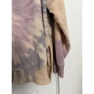 American Eagle Women Tie Dye Oversized Hoodie Purple Tan Side Slit Sweatshirt XS thumbnail 6
