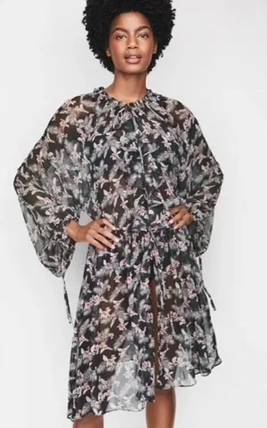 Victoria’s‎ Secret Floral Chiffon Duster Kimono Sheer Boho Cover Up XS/S thumbnail 1