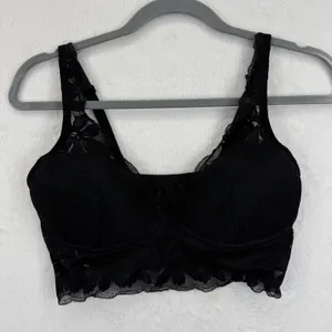 PINK Victoria's Secret Black‎ Lace Bralette Size Medium Adjustable Strap thumbnail 1