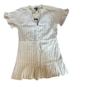 NWT Anthropologie PAIGE Ari dress size large 100% linen light blue white stripes thumbnail 4