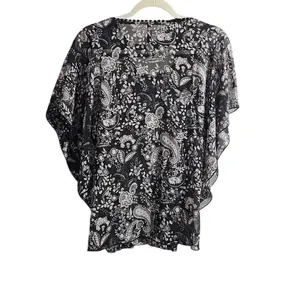 Massini Paisley Floral Print Top, Blouse. Size Medium thumbnail 2