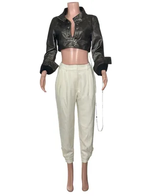JADED LONDON Alektra Military Faux Leather Crop Jacket, Metallic Black, Medium thumbnail 8