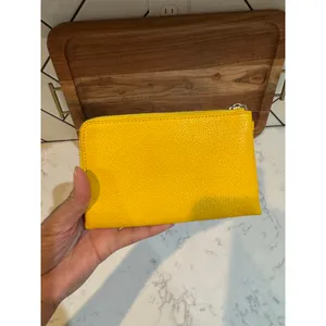 Coach Double Corner Zip Wristlet pebble leather This compact pouch bright yellow thumbnail 3