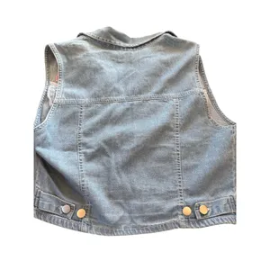 Carriage Court Sport Blue Jean denim vest with‎ embroidered flowers floral thumbnail 4
