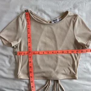 Princess Polly Women's 4 Beige Ribbed Crop Top Open Back Short Sleeve thumbnail 4