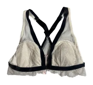 Victoria's Secret Bralette Women's Lace Mesh Racerback Ivory Black Size M thumbnail 1