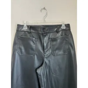 LOFT Faux Leather Wide‎ Leg Crop Pants Size 6 High Rise Modern Minimal Chic thumbnail 7