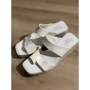 Franco Sarto Clave Espadrille Wedge Sandals White 8.5 M Womens Croc Leather thumbnail 2