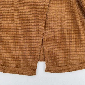 Fantastic Fawn Waffle Knit Cowl Neck Sweater S Rust Oversized Hi Low Boho Tunic thumbnail 6