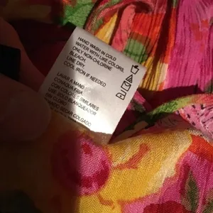 BILA Boho Patchwork Floral Midi Dress Pink Red Rayon Size Small thumbnail 4