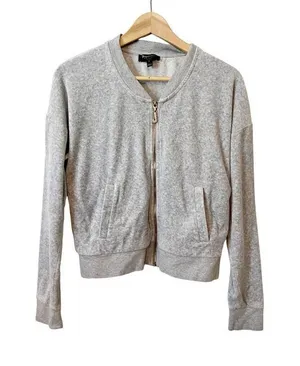 Juicy Couture Black Label Gray Velour Full Zip Jacket‎ Size Small thumbnail 1