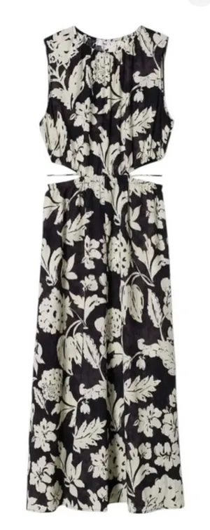 Mango MNG Willow Floral Maxi Dress Side Cut Out Size 4 Brown & Cream NWOT thumbnail 2