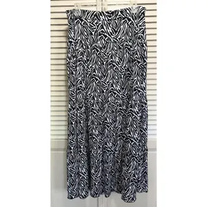 Style & Co Zebra Print Maxi Skirt A-line Size M Elastic/Tie Waist Blk/Wh‎ Tiered thumbnail 5
