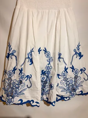 Anthropologie White Cotton Cutwork Embroidered Lined Midi Skirt Size S thumbnail 10