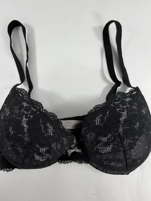 Victorias Secret Black Floral Lace Underwire Bra 36D Lightly‎ Lined T-Shirt Bra thumbnail 2