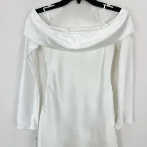 Lulus Luxurious Vision White Satin Off-the-Shoulder Mini Dress Party XS NWT thumbnail 9