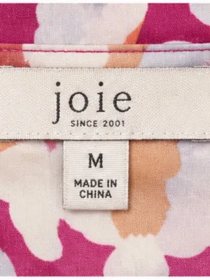 Joie Floral Button Front Blouse Medium Pink 100% Viscose High Low Satin Feel thumbnail 5