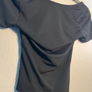 Ambiance Blue Fitted Ruched Blouse Short Sleeve T Shirt SZ S Petite Tight Y2K thumbnail 6