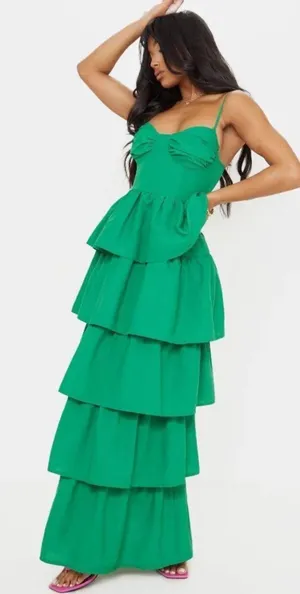 Pretty Little Thing Green Maxi Dress thumbnail 1