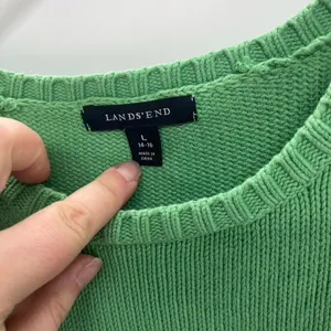 Lands' End Vibrant Green Crew Neck Sweater with‎ Button Accents thumbnail 3