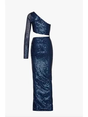 Baobab Midnights Sequined Maxi Dress Bejeweled Navy Blue Womens Size Large thumbnail 4