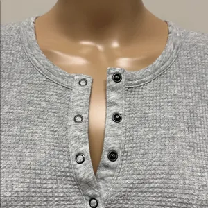 OFFLINE by Aerie Gray Waffle Knit Henley Long Sleeve Shirt S thumbnail 3