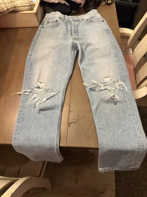 Agolde Size 24 Riley High Rise Straigh Crop Distresed Jeans Denim thumbnail 7