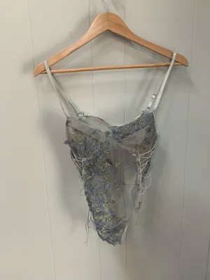 SHEIN Butterfly Embroidered Mesh Teddy Bodysuit Lingerie Medium thumbnail 2
