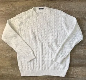 Brandy Melville White Cable-Knit Crewneck Sweater One Size thumbnail 1