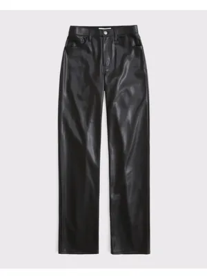 Abercrombie & Fitch Curve Love High Rise 90s Relaxed Vegan Leather Pants thumbnail 6