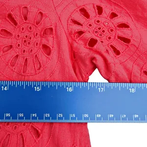 by Anthropologie Dani Coral Red Lace Eyelet Bell Sleeve Ruffle Dress Sz 0 thumbnail 5