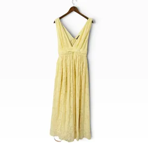 Lulus Sweet Sophistication Light Yellow Burnout Floral Maxi Dress size M NWT thumbnail 3