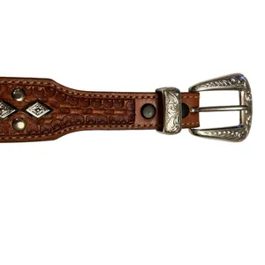Concho Cowgirl Leather Belt with Silver Studded Hardware thumbnail 11
