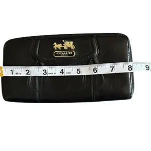 Coach Madison Leather Accordion Wallet in Black thumbnail 6