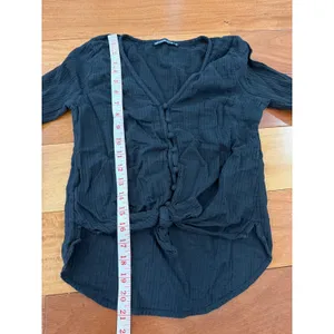 Abercrombie & Fitch Button Front Top Womens Black Tie Front Gauze XS thumbnail 6