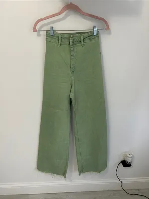 Zara Marine Straight Wide Leg Jeans Green thumbnail 4