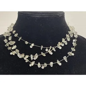 Beautiful Vintage Artisan Made Glass Bead 16" Necklace Raw Quartz Rhinestone Lot thumbnail 2