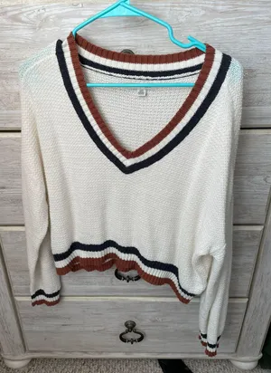American Eagle Outfitters Cream Knit Sweater thumbnail 1