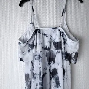 Tankini Set Women XL White Black Tie Dye‎ Ruffle High Waist 2 Piece Beach Swim thumbnail 4