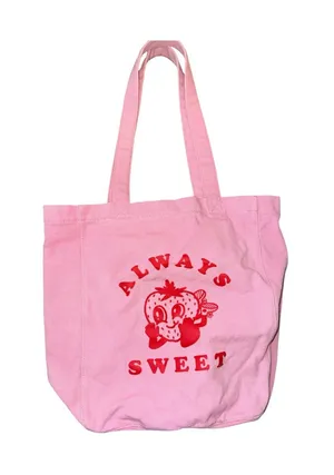 Target Pink Canvas Tote with Red 'Always Sweet' Graphic thumbnail 1