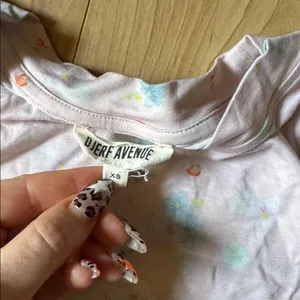 Djerf Avenue Pale Pink Long Sleeve Tee with Aqua Floral thumbnail 2