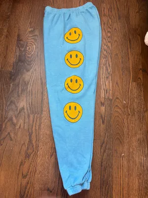 Aviator Nation Sweatpants Smiley Face Blue thumbnail 2